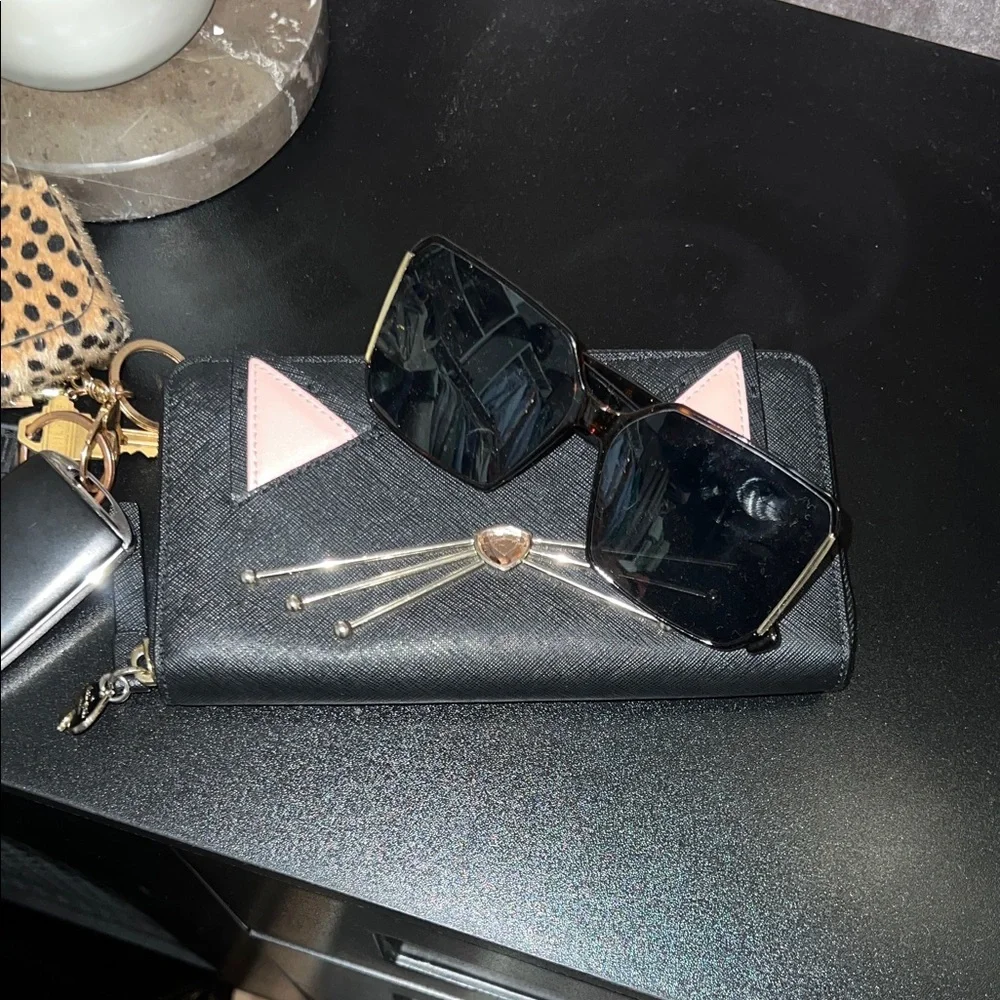 Kate Spade - Cat Zip Wallet with Pink Ear Accents